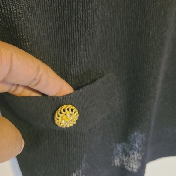 Castleberry | Women's Vintage Black Cardigan Sweater With Gold Buttons (Size 14) - Picture 10 of 14